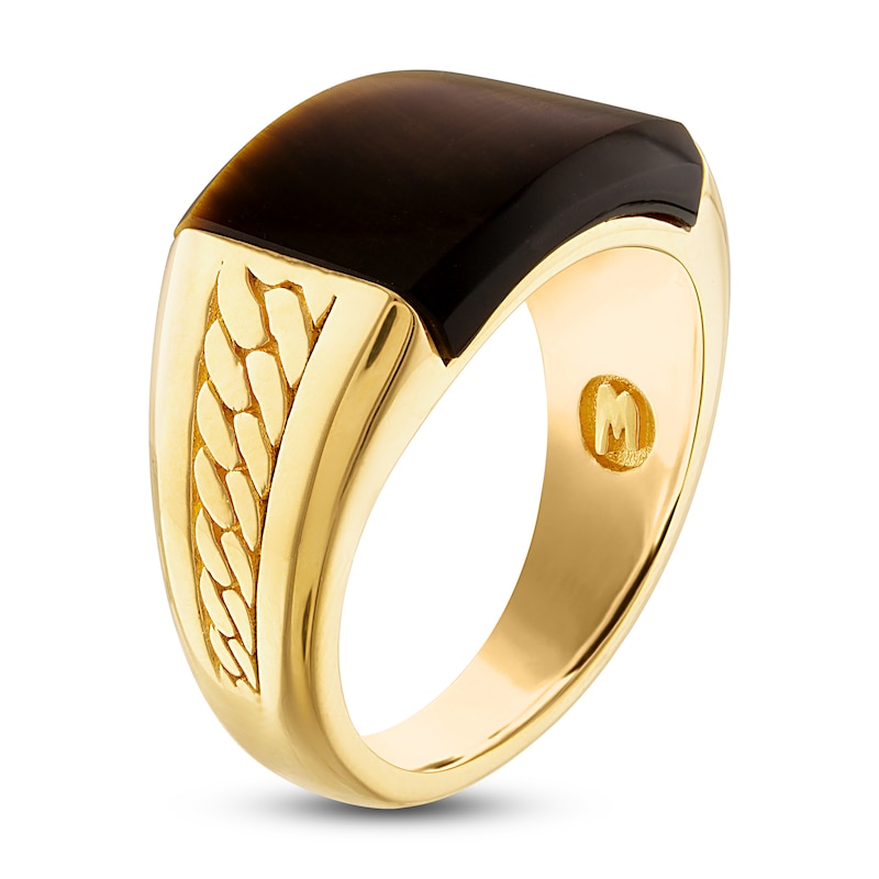 Main Image 2 of 1933 by Esquire Men's Natural Tiger's Eye Ring 14K Yellow Gold-Plated Sterling Silver