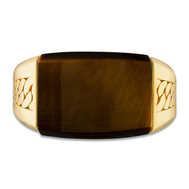 Main Image 3 of 1933 by Esquire Men's Natural Tiger's Eye Ring 14K Yellow Gold-Plated Sterling Silver