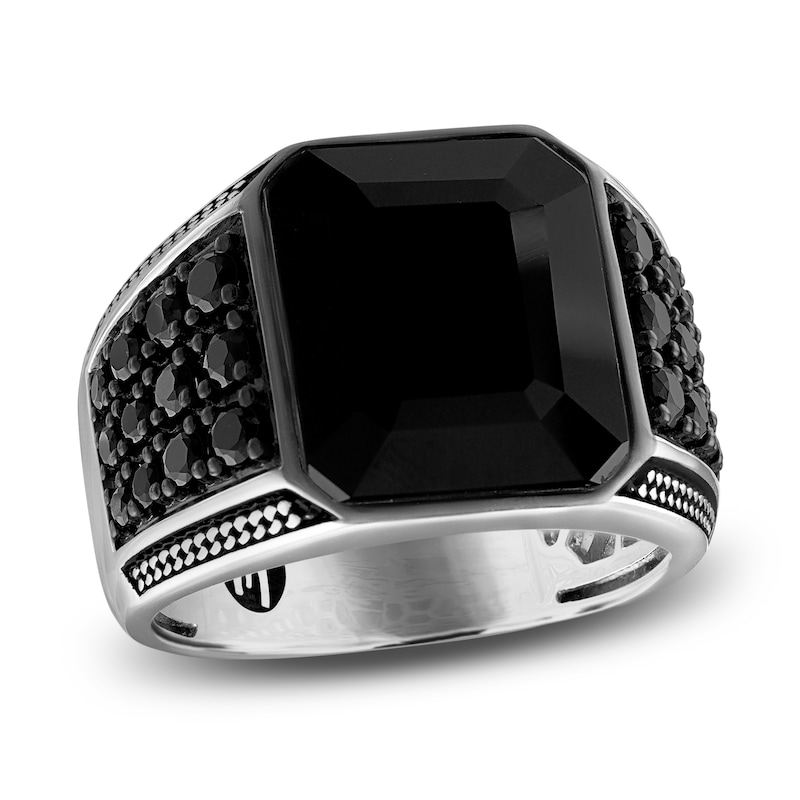 Natural Black Spinel Ring Spinel Wedding Ring Checker Cut Gemstone