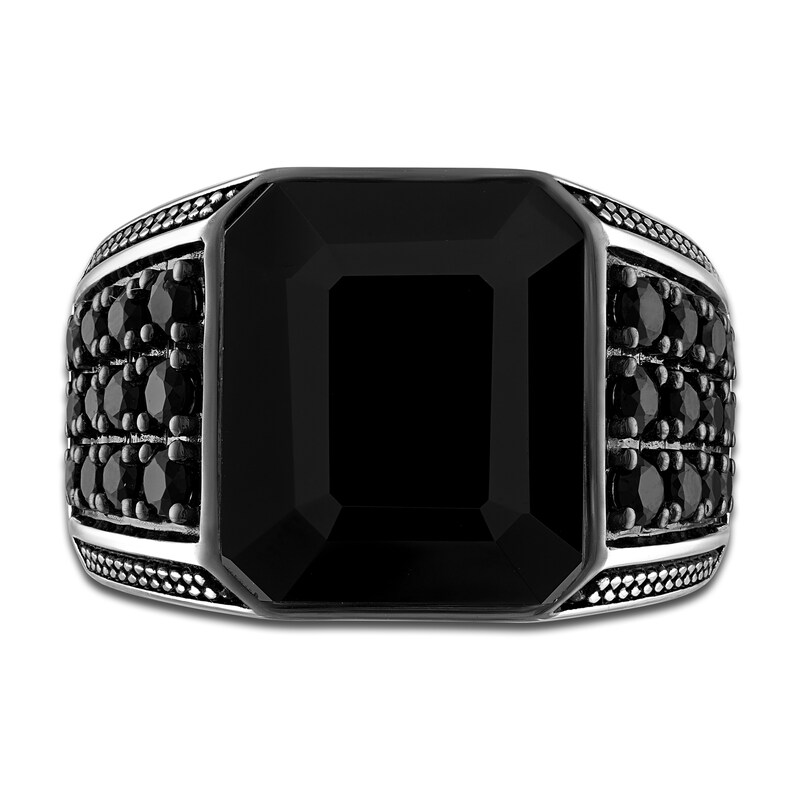 Main Image 3 of 1933 by Esquire Men's Natural Black Spinel Ring Sterling Silver