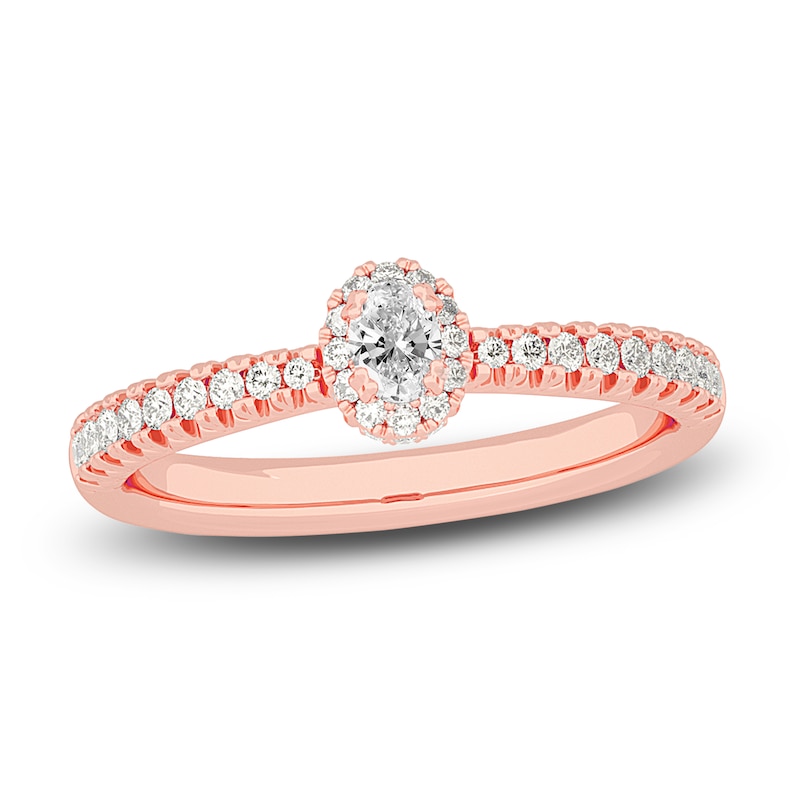 Diamond Promise Ring 3/8 ct tw Oval/Round 14K Rose Gold