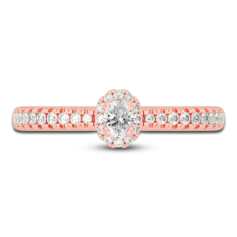 Diamond Promise Ring 3/8 ct tw Oval/Round 14K Rose Gold