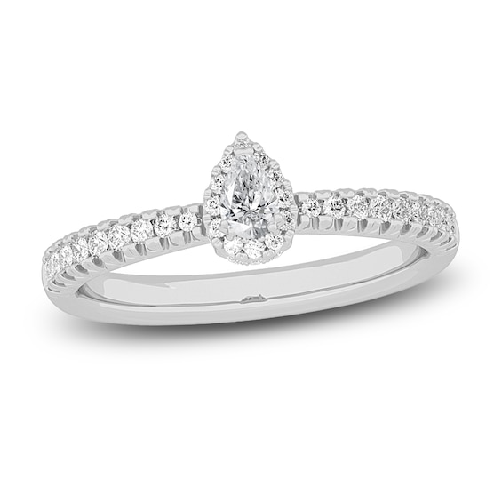 Diamond Promise Ring 3/8 ct tw Pear/Round 14K White Gold