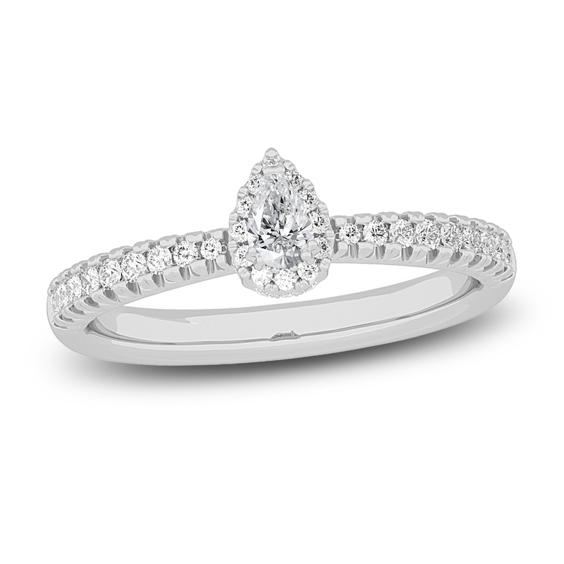 Main Image 1 of Diamond Promise Ring 3/8 ct tw Pear/Round 14K White Gold