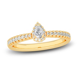 Diamond Promise Ring 3/8 ct tw Pear/Round 14K Yellow Gold