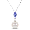 Thumbnail Image 0 of Freshwater Cultured Pearl & Natural Tanzanite Pendant Necklace Diamond Accents 14K White Gold 18"