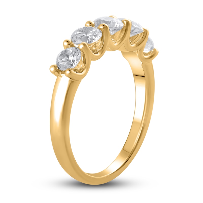 Main Image 2 of Lab-Grown Diamond 5-Stone Anniversary Band 1-1/2 ct tw Round 14K Yellow Gold
