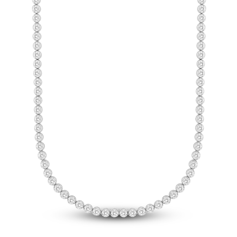 Men's Lab-Created Diamond Tennis Necklace 7 ct tw Round 14K White Gold 22"