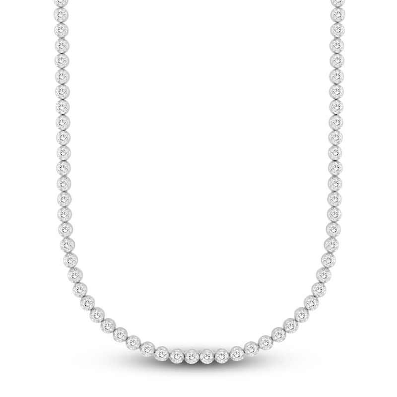Main Image 1 of Men's Lab-Grown Diamond Tennis Necklace 7 ct tw Round 14K White Gold 22"