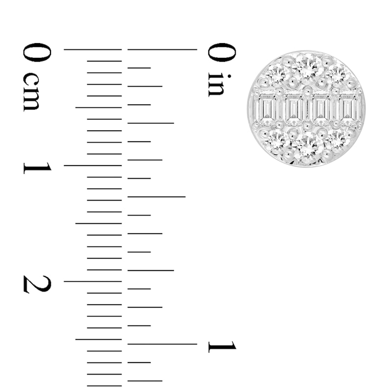 Main Image 2 of Men's Lab-Grown Diamond Stud Earrings 1-1/2 ct tw Round/Emerald-cut 14K White Gold