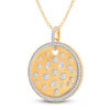 Thumbnail Image 2 of Diamond Circle Pendant Necklace 1 ct tw Round/Marquise 14K Yellow Gold 18"