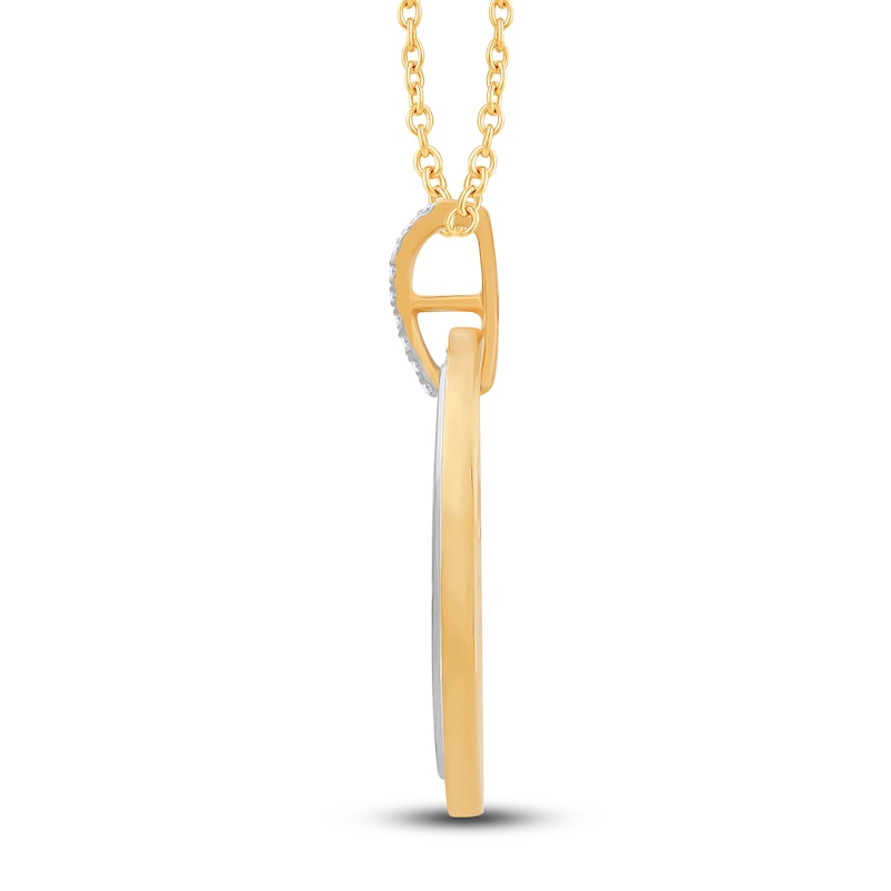 Main Image 3 of Diamond Circle Pendant Necklace 1 ct tw Round/Marquise 14K Yellow Gold 18"