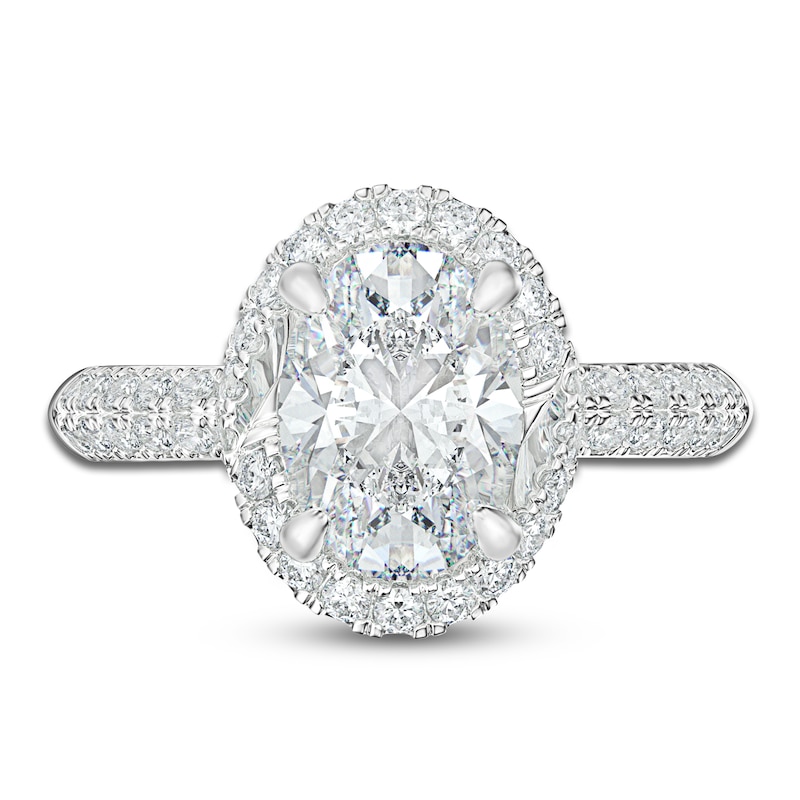 Main Image 3 of Certified Diamond Engagement Ring 2 ct tw Oval/Round 14K White Gold