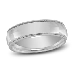 Milgrain Beveled Wedding Band Platinum 8mm