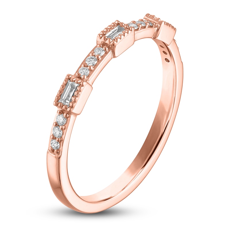 Main Image 2 of Round & Baguette-Cut Diamond Stackable Anniversary Band 1/8 ct tw 14K Rose Gold
