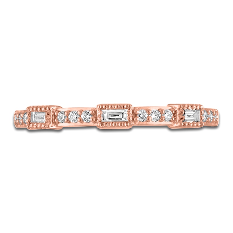 Main Image 3 of Round & Baguette-Cut Diamond Stackable Anniversary Band 1/8 ct tw 14K Rose Gold