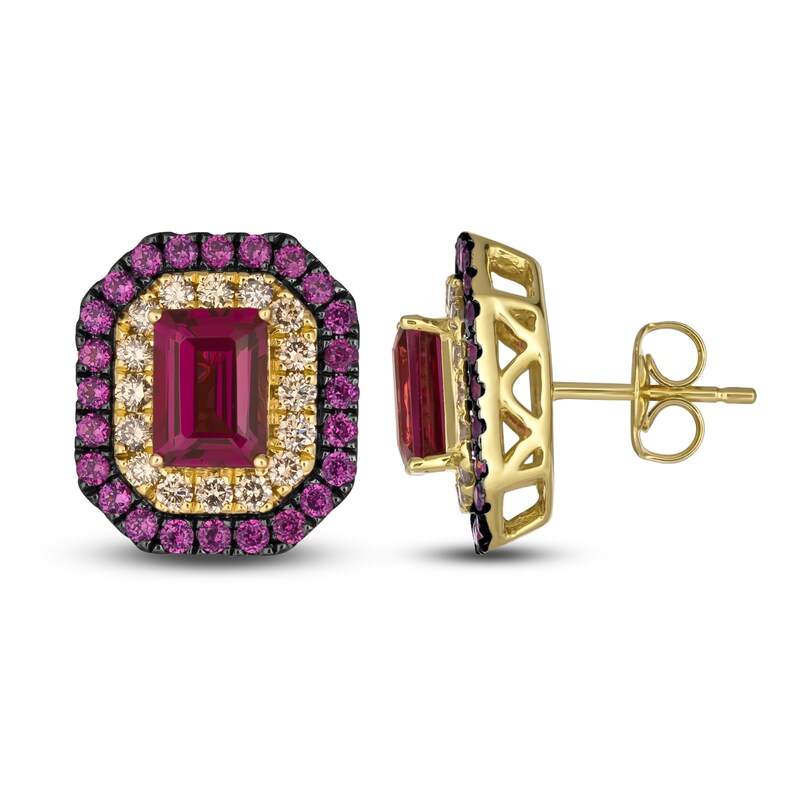 Main Image 1 of Le Vian Natural Garnet & Diamond Earrings 1/2 ct tw 14K Honey Gold