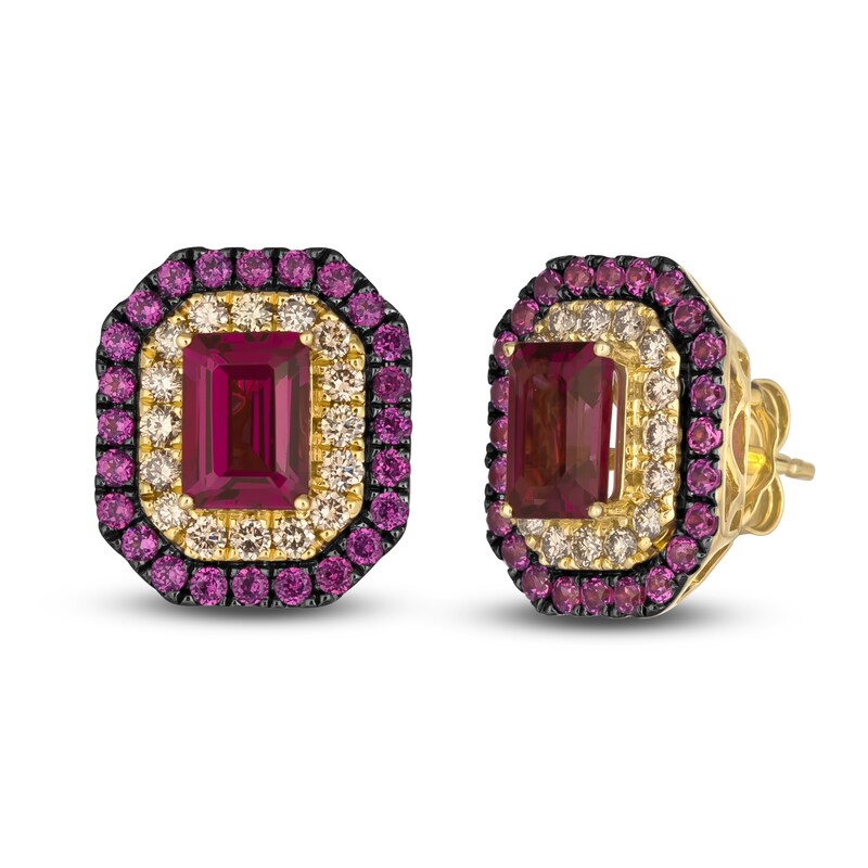 Main Image 2 of Le Vian Natural Garnet & Diamond Earrings 1/2 ct tw 14K Honey Gold