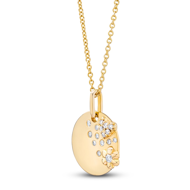 Main Image 2 of Diamond Disk Necklace 1/10 ct tw 14K Yellow Gold 13"