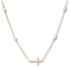 Thumbnail Image 1 of Children's Freshwater Cultured Pearl & Diamond Cross Necklace 14K Yellow Gold 13"