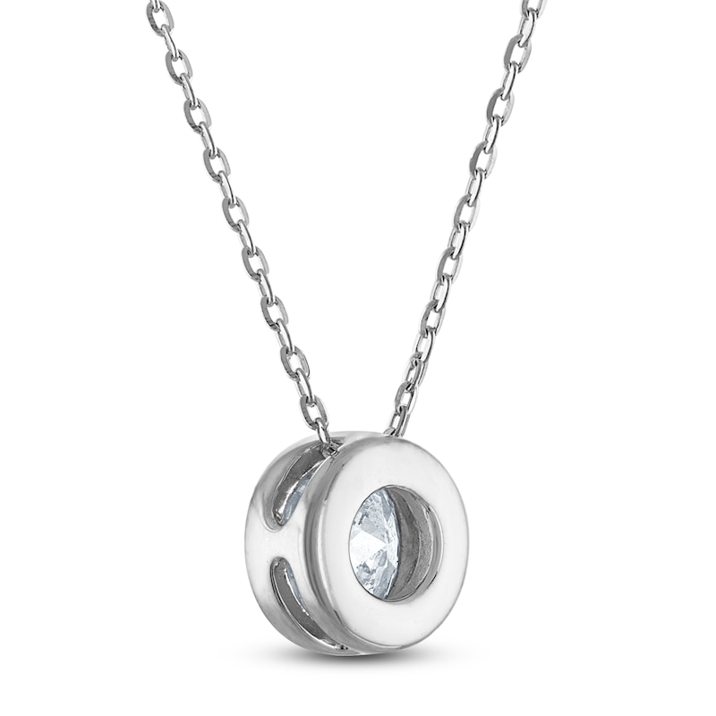 Main Image 3 of Certified Diamond Bezel-Set Solitaire Necklace 1 ct tw 14K White Gold 18" (I1/I)