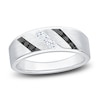 Thumbnail Image 1 of Men's Black & White Diamond Wedding Band 3/8 ct tw 14K White Gold