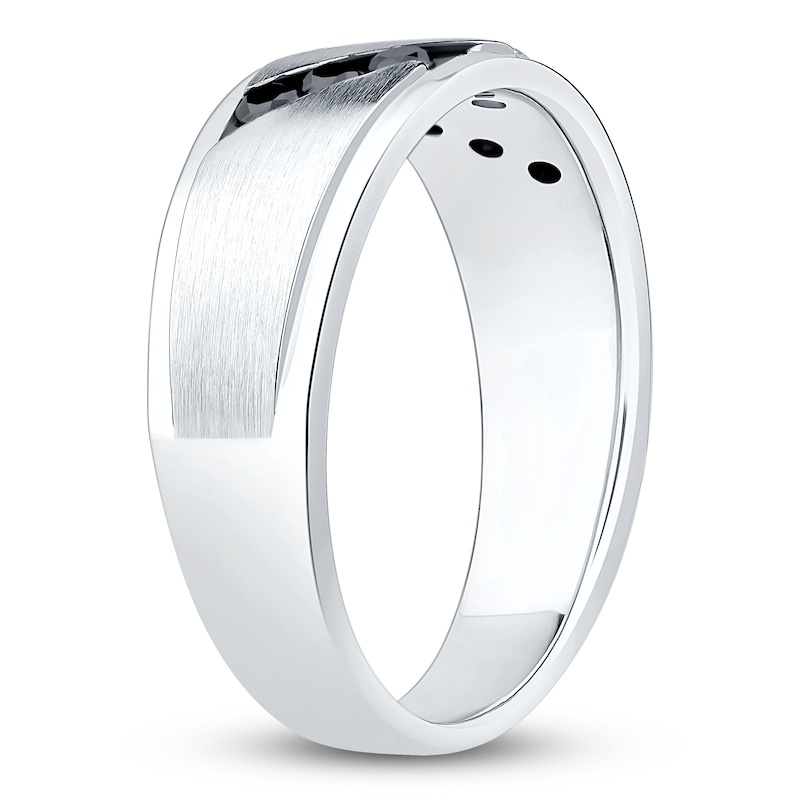 Main Image 2 of Men's Black & White Diamond Wedding Band 3/8 ct tw 14K White Gold