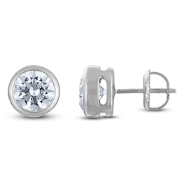 Certified Round-Cut Diamond Bezel-Set Solitaire Stud Earrings 1-1/2 ct tw 14K White Gold (I1/I)