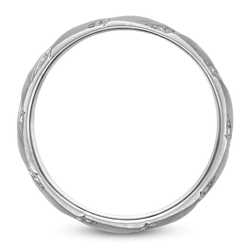 Main Image 4 of Men's White Lab-Created Sapphire Sandblast Ring Sterling Silver