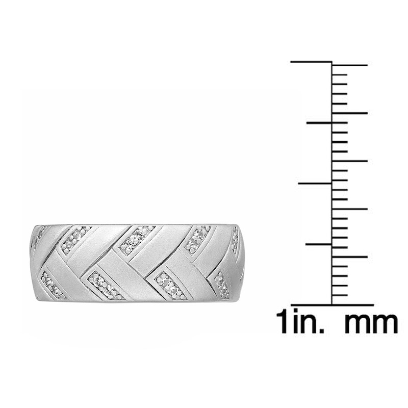 Main Image 5 of Men's White Lab-Created Sapphire Sandblast Ring Sterling Silver