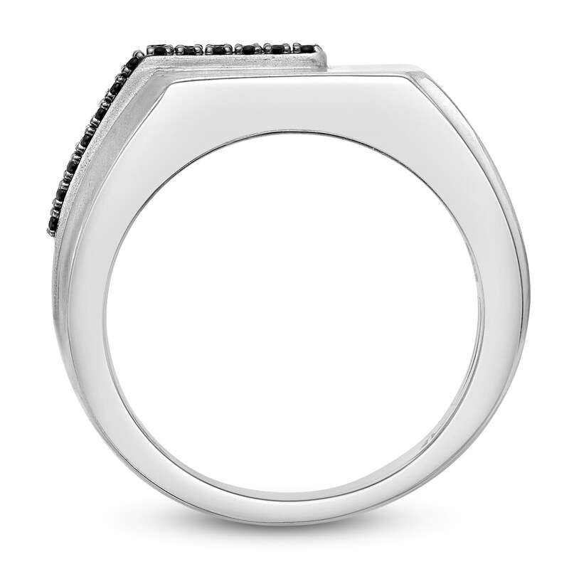 Main Image 4 of Men's Black Diamond Angled Fashion Ring 1/4 ct tw Sterling Silver