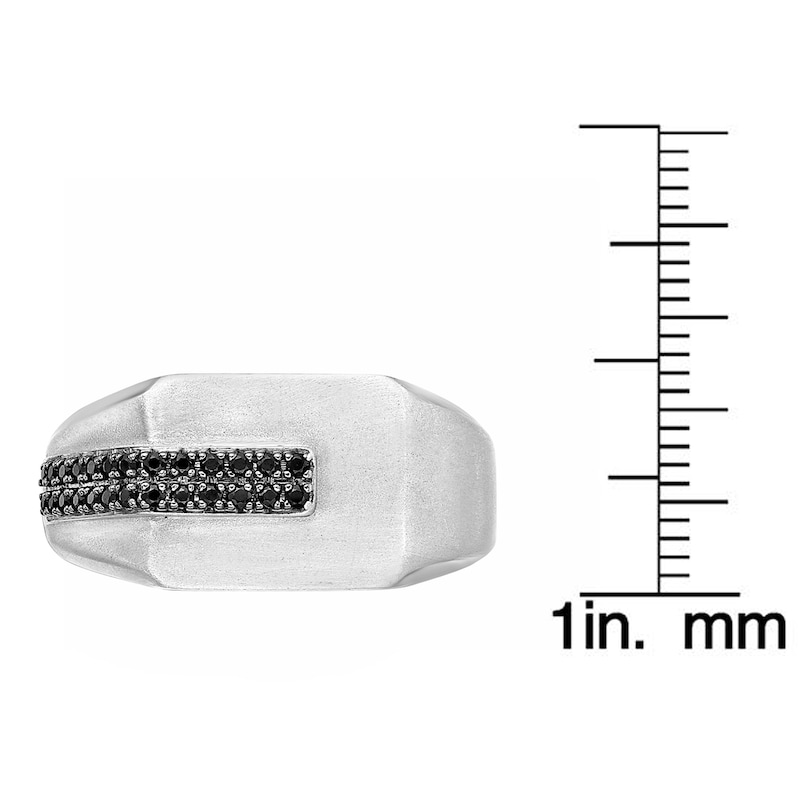 Main Image 5 of Men's Black Diamond Angled Fashion Ring 1/4 ct tw Sterling Silver
