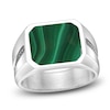 Thumbnail Image 1 of Men's Octagon-Cut Natural Malachite & Black Spinel Ring Stainless Steel