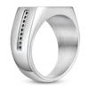 Thumbnail Image 2 of Men's Octagon-Cut Natural Malachite & Black Spinel Ring Stainless Steel