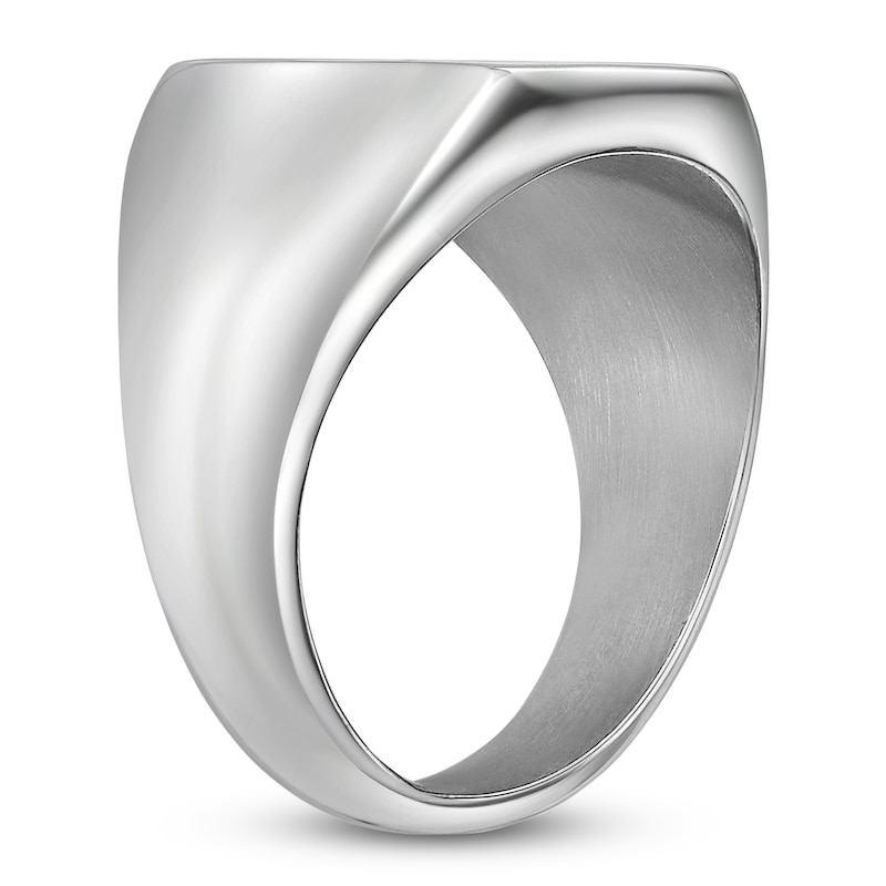 Main Image 2 of Men's Natural Mother-of-Pearl & Black Spinel Textured Ring Stainless Steel