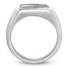Thumbnail Image 4 of Men's Natural Mother-of-Pearl & Black Spinel Textured Ring Stainless Steel