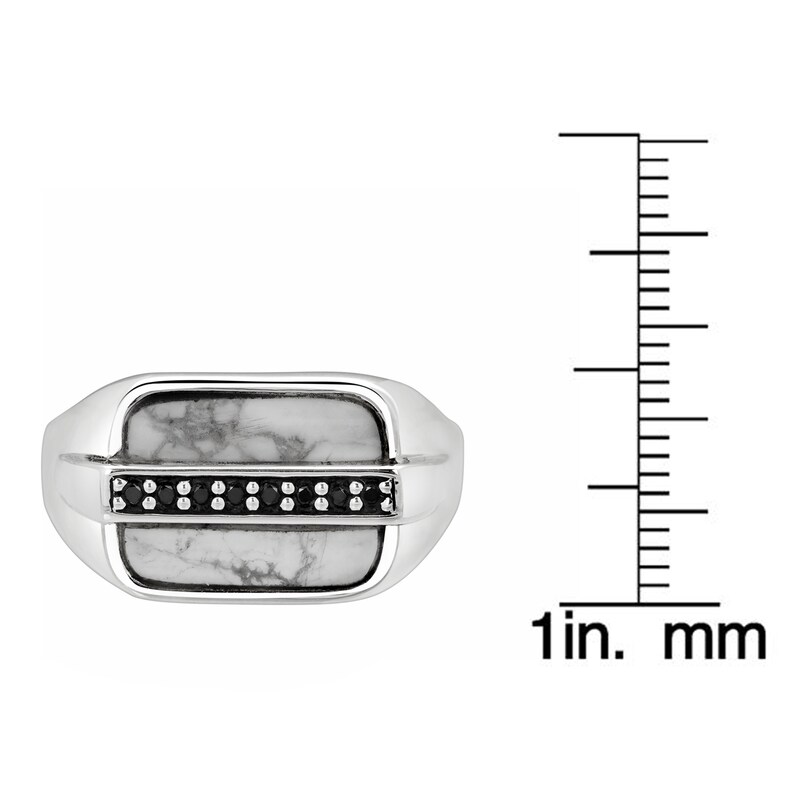 Main Image 5 of Men's Natural Black Spinel & Howlite Ring Sterling Silver
