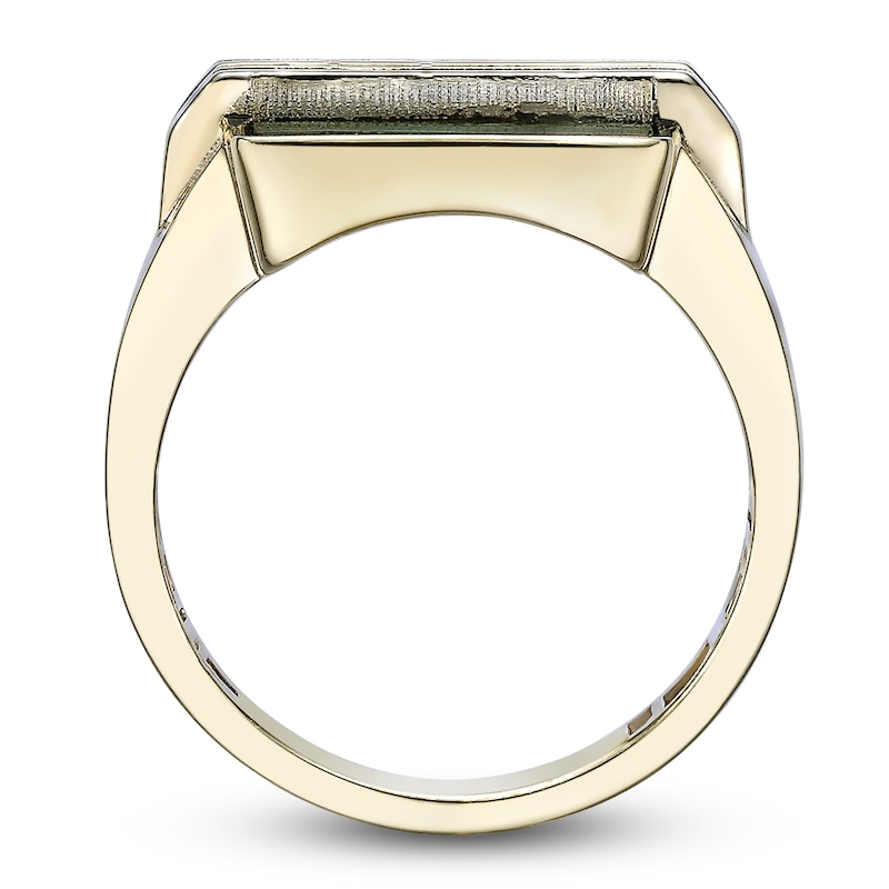 Main Image 4 of Men's Natural Malachite Ring 14K Yellow Gold-Plated Sterling Silver