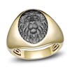 Thumbnail Image 1 of Men's Black Diamond Accent Sculpted Lion Ring Sterling Silver & 14K Yellow Gold Plating
