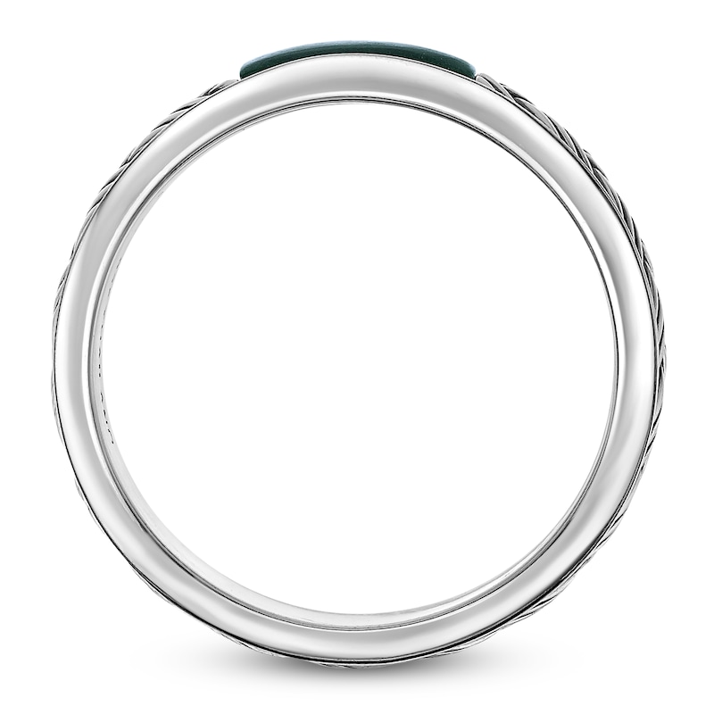 Main Image 4 of Men's Natural Malachite Weave Pattern Ring Sterling Silver