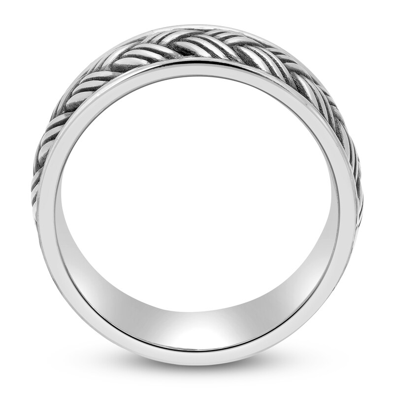 Main Image 4 of Men's Weave Pattern Ring Oxidized Sterling Silver