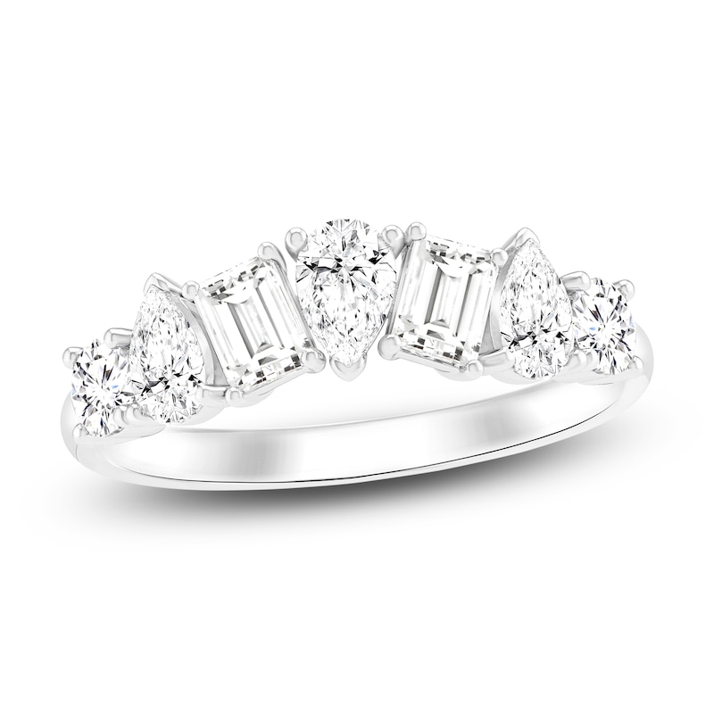 Main Image 1 of Pear, Round & Emerald-Cut Lab-Grown Diamond Fashion Ring 1-1/2 ct tw 14K White Gold