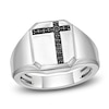 Thumbnail Image 1 of Men's Black Diamond Octagon Signet Ring 1/8 ct tw Sterling Silver