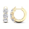 Thumbnail Image 1 of Lab-Grown Diamond Three-Stone Huggie Hoop Earrings 3 ct tw 14K Yellow Gold
