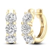 Thumbnail Image 2 of Lab-Grown Diamond Three-Stone Huggie Hoop Earrings 3 ct tw 14K Yellow Gold
