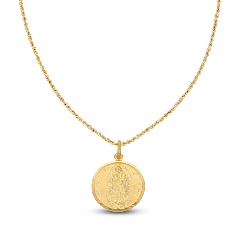 Main Image 1 of Men's Our Lady of Guadalupe Medallion Necklace 10K Yellow Gold 20"