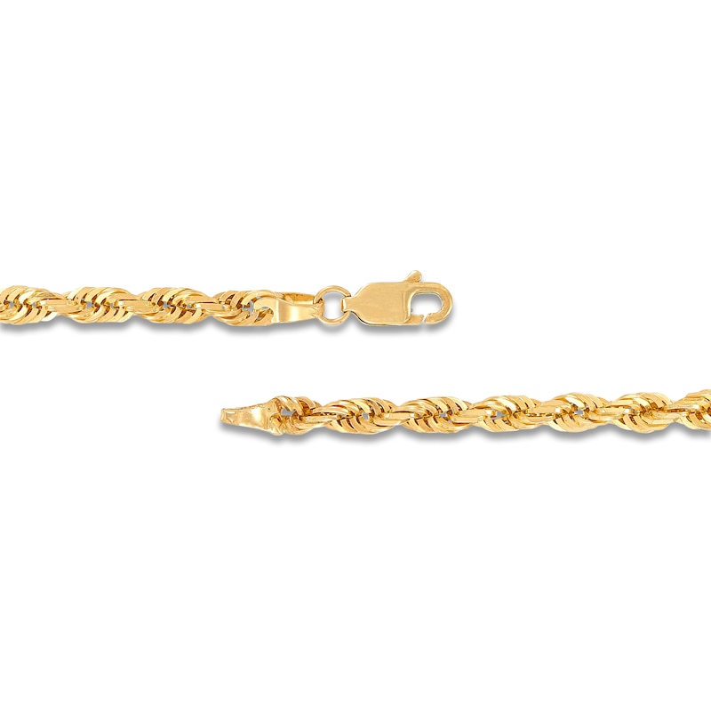 Main Image 3 of Solid Glitter Rope Chain Necklace 4.4mm 10K Yellow Gold 22"