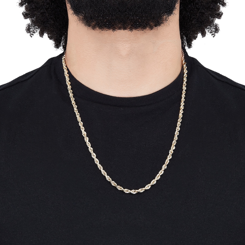 Main Image 4 of Solid Glitter Rope Chain Necklace 4.4mm 10K Yellow Gold 22"