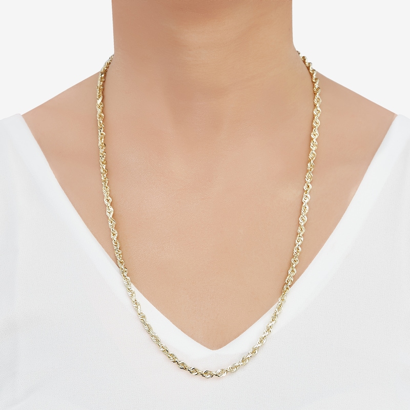 Main Image 5 of Solid Glitter Rope Chain Necklace 4.4mm 10K Yellow Gold 22"