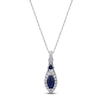 Thumbnail Image 1 of Marquise & Square-Cut Natural Blue Sapphire & Diamond Drop Necklace 1/4 ct tw 14K White Gold 18"